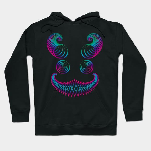 Psytrance Trippy Face Goa Psy Techno Festival Hoodie by QQdesigns